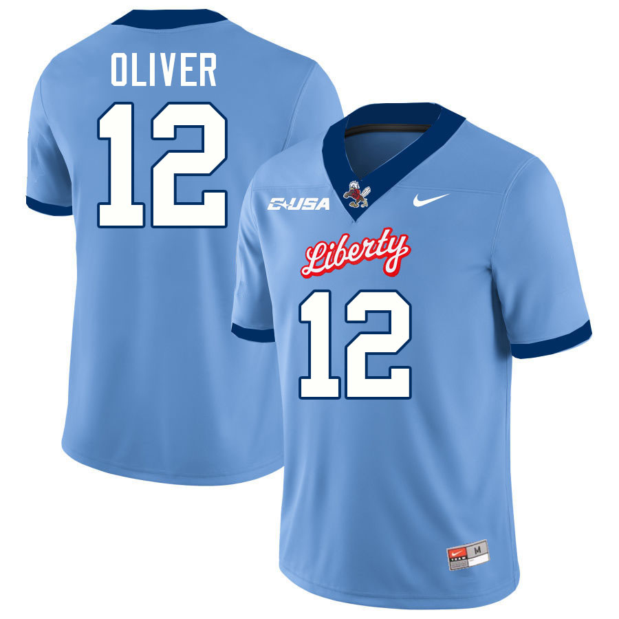 Liberty Flames #12 Alex Oliver College Football Jerseys Stitched-Light Blue